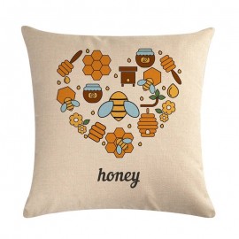 Housse de coussin carré avec motifs abeille - modele 2