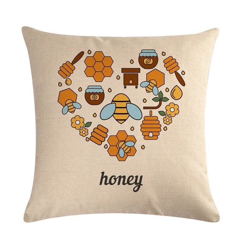 Housse de coussin carré avec motifs abeille - modele 2