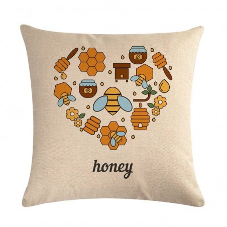 Housse de coussin carré avec motifs abeille - modele 2