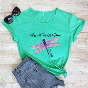 T-shirt libéllule avec citation inspirante et libellule couleur turquoise