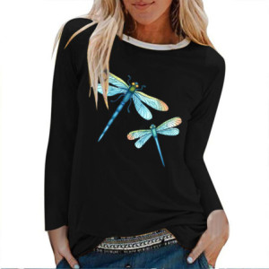 T-shirt libéllule avec 2 belles libéllules bleues couleur Noir