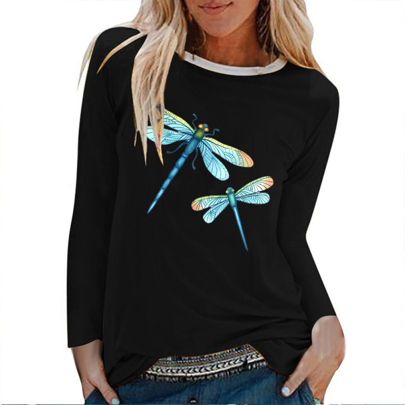 T-shirt libéllule avec 2 belles libéllules bleues couleur Noir