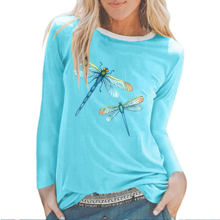 T-shirt libéllule avec 2 belles libéllules bleues couleur Bleu