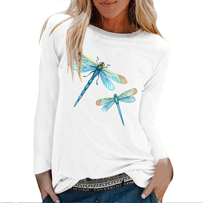 T-shirt libéllule avec 2 belles libéllules bleues couleur Blanc