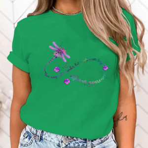 T-shirt libéllule sensibilisation à la maladie d'Alzheimer couleur Vert
