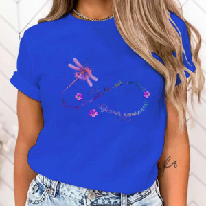 T-shirt libéllule sensibilisation à la maladie d'Alzheimer couleur Bleu
