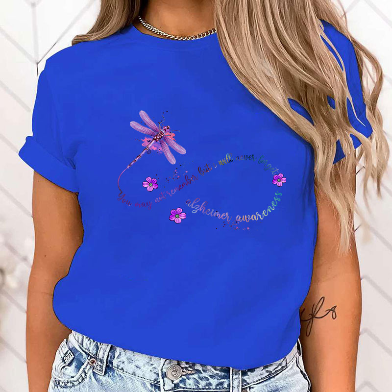 T-shirt libéllule sensibilisation à la maladie d'Alzheimer couleur Bleu