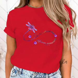 T-shirt libéllule sensibilisation à la maladie d'Alzheimer couleur Rouge