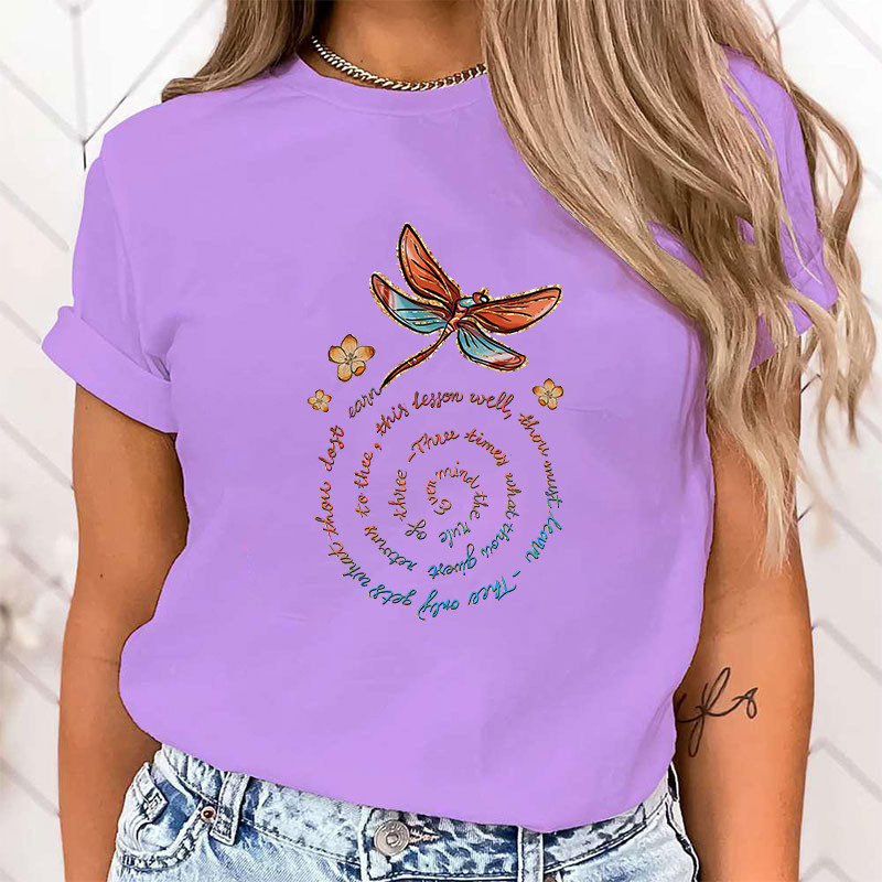 T-shirt libéllule Citation en spirale  couleur Violet