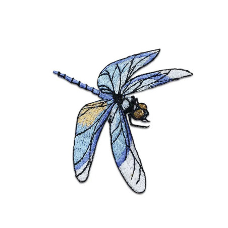 Patch brodé libéllule multicolore  à coudre - 6.3cm x 7.6cm  - Lot de 3 - Couleur bleu