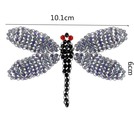 Patch à coudre libéllule en sequins noirs tissé à la main - 10.1cm x 6cm