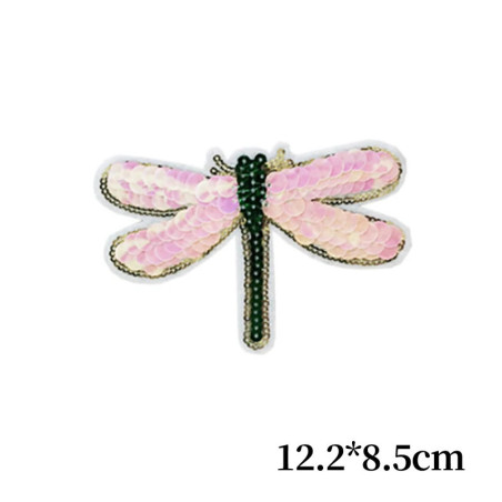 Dimensions Patch thermocollant libéllule en sequins roses - 12.2cm x 8.5cm