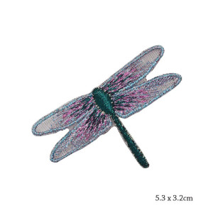 Dimensions Patches  libéllule à coudre - 5.3cm x 3.2cm - couleur Bleu Violet