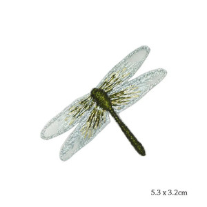 Dimensions Patches  libéllule à coudre - 5.3cm x 3.2cm - couleur  Blanc