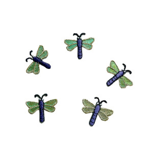 Mini patch libéllule - Thermocollant - 3.1cm x 2.7cm - Lot de 5 pièces Couleur Vert