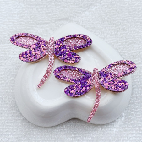 Patches libéllule Thermocollants en feutre - 3.3cm x 4cm - Lot de 10 pièces couleur Violet