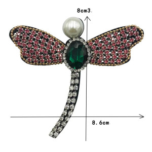 Dimensions Portée Patches libéllule à coudre avec perle et strass - 26cm x 21cm couleur Vert