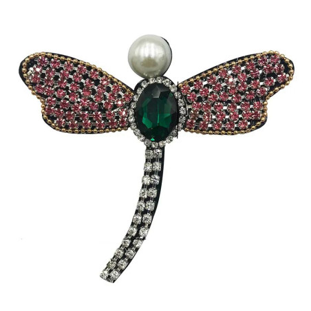 Portée Patches libéllule à coudre avec perle et strass - 26cm x 21cm couleur Vert