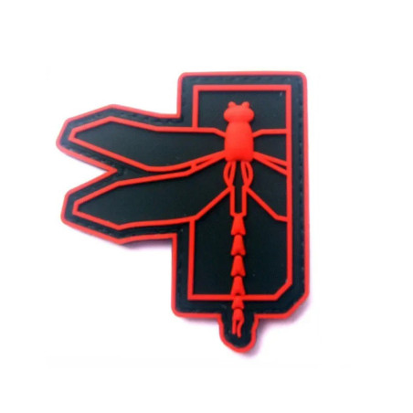 Patch libéllule en PVC - 8cm x 7cm  couleur Rouge