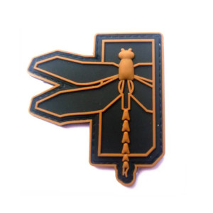 Patch libéllule en PVC - 8cm x 7cm  couleur Orange