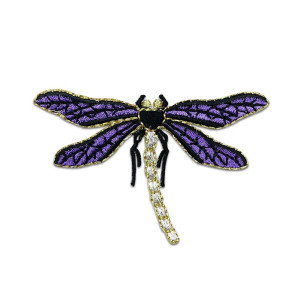 Patch libéllule brodé - 7.3cm x 4.6 cm Couleur Violet