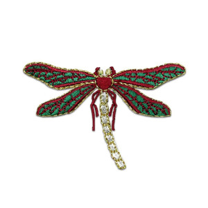 Patch libéllule brodé - 7.3cm x 4.6 cm Couleur Vert fonce