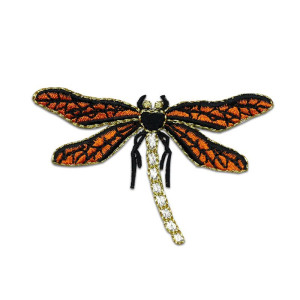 Patch libéllule brodé - 7.3cm x 4.6 cm Couleur Orange