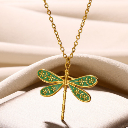 Collier Libellule Éclat Enchanté Couleur Vert