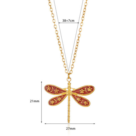 Collier Libellule Éclat Enchanté Couleur Rouge