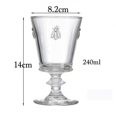 Embossed Bee Wine Glass | Vintage Style Glassware (240ml)
