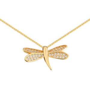 Collier Pendentif Libellule Scintillement Doré Couleur Or