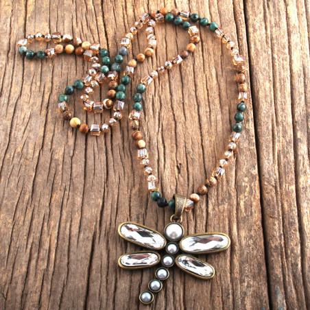 Collier Pendentif Libellule Boho Éclats Miroitants Modele 2