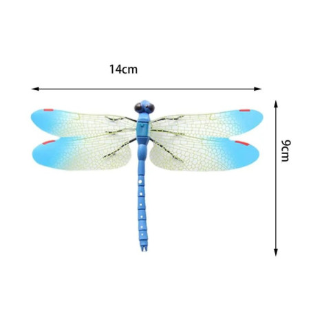 Autocollant Mural Libellules Colorées en 3D avec aimant - 14cm - couleur bleu