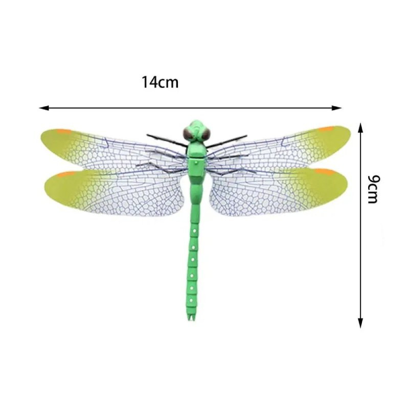 Autocollant Mural Libellules Colorées en 3D avec aimant - 14cm - couleur vert
