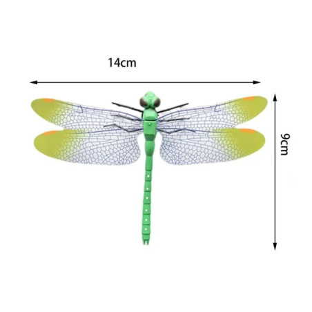 Autocollant Mural Libellules Colorées en 3D avec aimant - 14cm - couleur vert