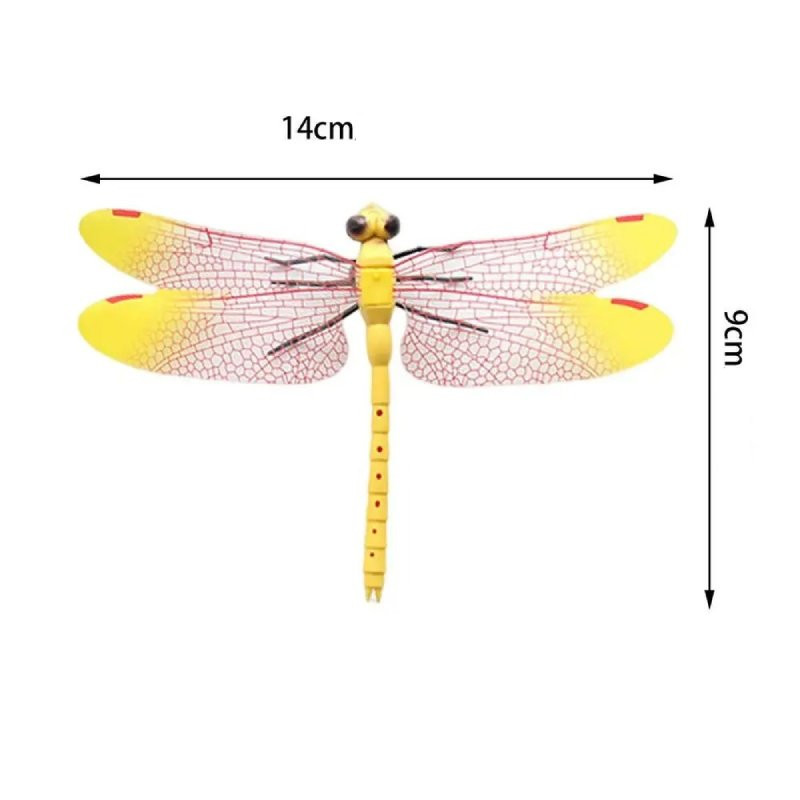 Autocollant Mural Libellules Colorées en 3D avec aimant - 14cm - couleur jaune