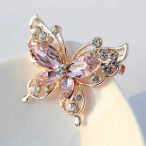 Broche Papillon Valse Améthyste Couleur Rose