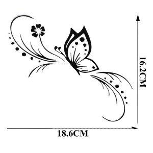 Sticker papillon en vinyle "Fleur de papillon Stylée"  tailles 16.2CM x 18.6CM et couleur noir