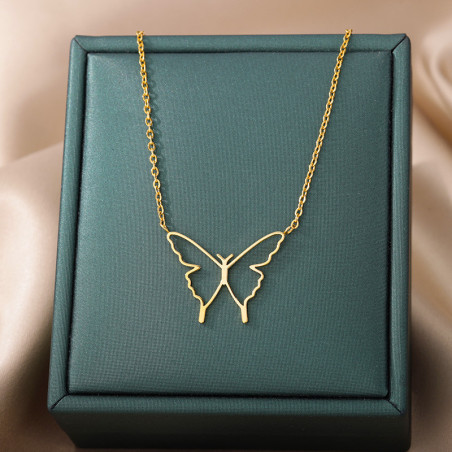 Avant Collier Pendentif Papillon Minimaliste Couleur Or