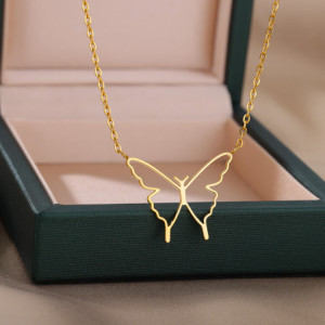 Détails Collier Pendentif Papillon Minimaliste Couleur Or