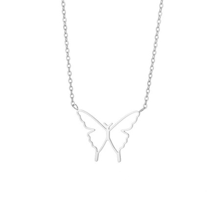 Collier Pendentif Papillon Minimaliste Couleur Argent