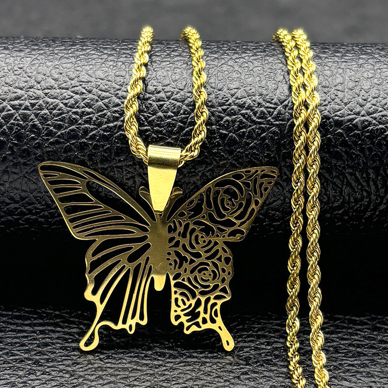 Collier Papillon Gothique 'Rosée Nocturne" Couleur Or