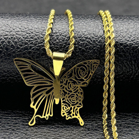 Collier Papillon Gothique 'Rosée Nocturne" Couleur Or