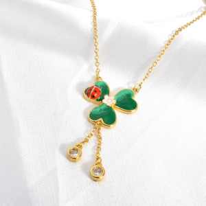 Vue générale Collier Coccinelle "Trèfle Porte-Bonheur"