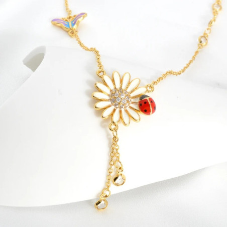 Vue générale Collier Coccinelle "Félicité Florale"