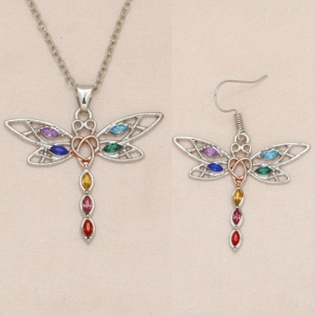 Ensemble Collier et Boucles d'Oreilles Libéllule - 1001Abeilles
