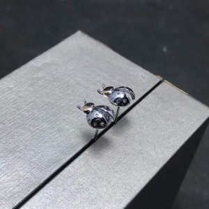 Boucles d'Oreilles Coccinelle Design en Argent Sterling 925 couleur argent
