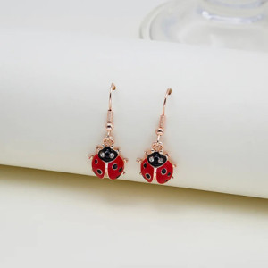 Vue détaillée Boucles d'Oreilles Coccinelle Pendantes