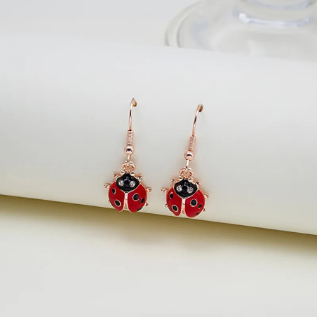 Vue détaillée Boucles d'Oreilles Coccinelle Pendantes