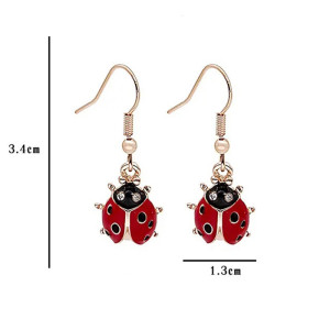 Dimensions Boucles d'Oreilles Coccinelle Pendantes